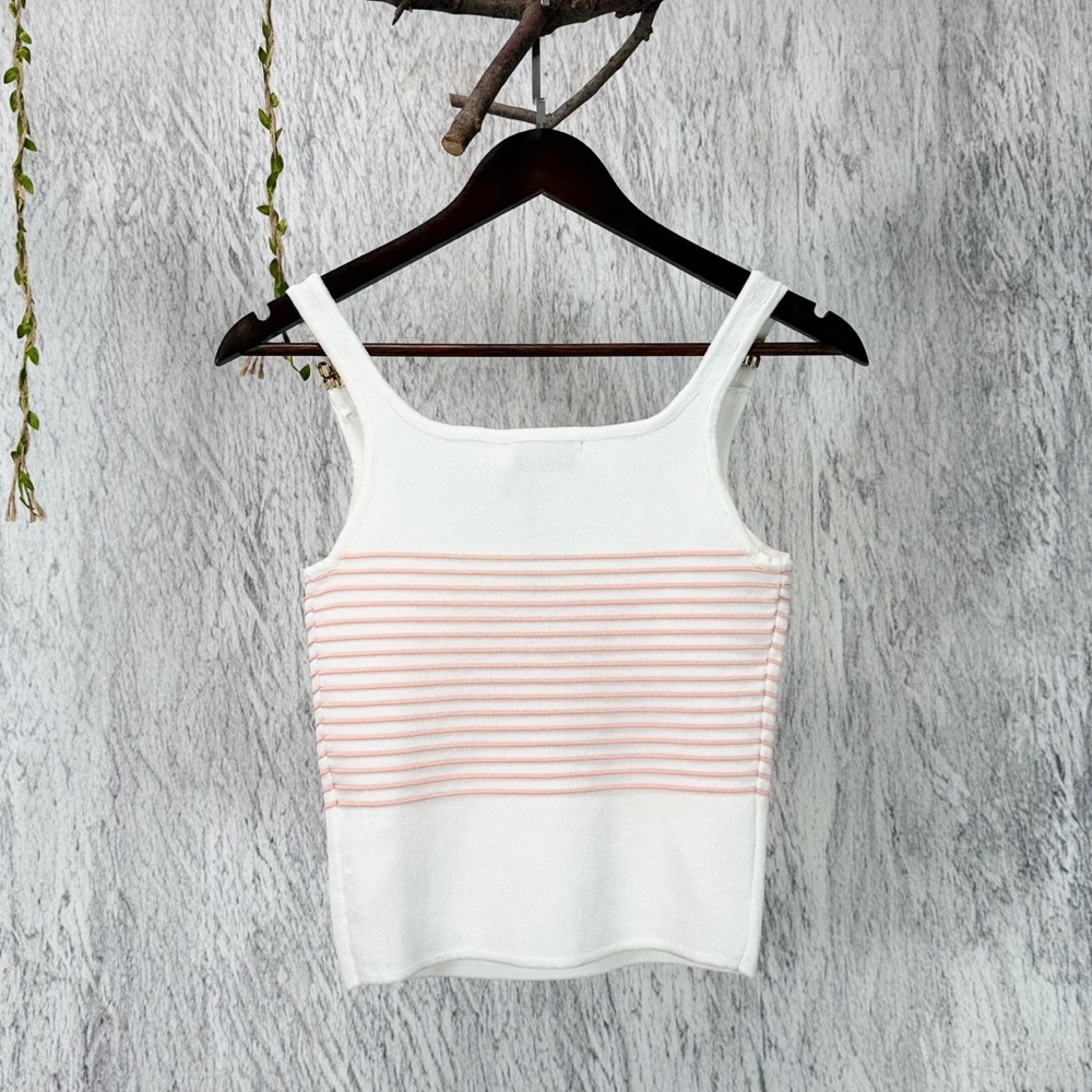 Miu Miu White Tank with Pink Logo Stripe Panel - Picture 2 of 5